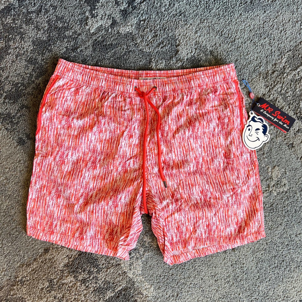Mr. Swim Paint Smudge Red Swim Trunks NEW Men's Size Large